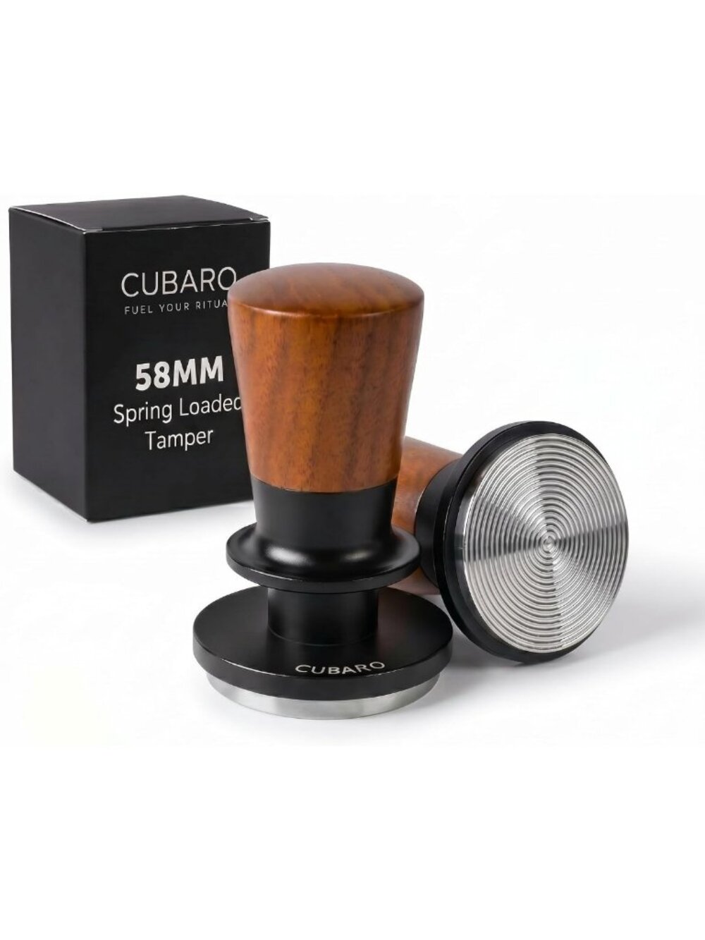 30lb Spring Loaded Espresso Tamper - Auto-Leveling Coffee Tool with Walnut
